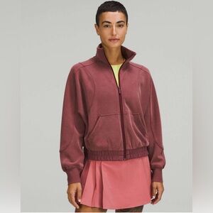 Lululemon Brushed Softstreme Funnel Neck Full Zip Red Merlot‎